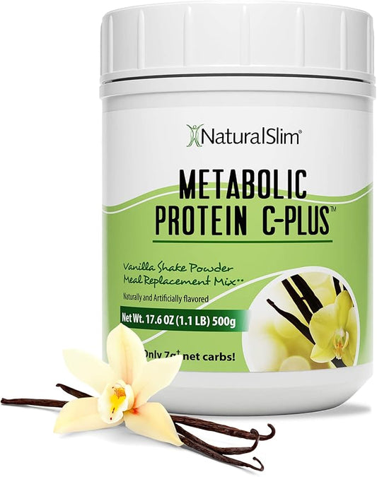 Naturalslim Protein Powder with Vitamins and Minerals Metabolic C-Plus - Meal Replacement Powder Fortified with Vitamin C, Zinc & Amino Acid - Vanilla Protein Powder 10 Servings 1.1 lb.