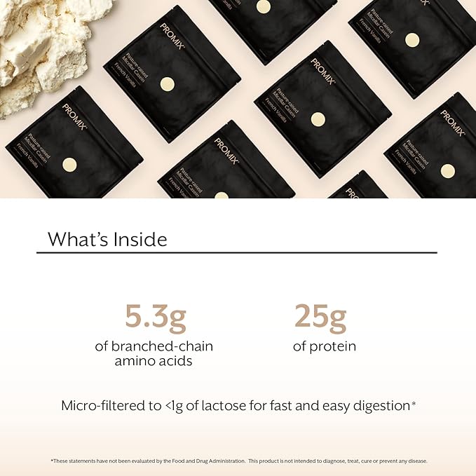 Promix Casein Protein Powder, Vanilla- 2.5lb Bulk - Grass-Fed & 100% All Natural - Slow & Sustained Recovery ­Post Workout Fitness - Shakes, Smoothies, Baking & Cooking Recipes - Gluten-Free
