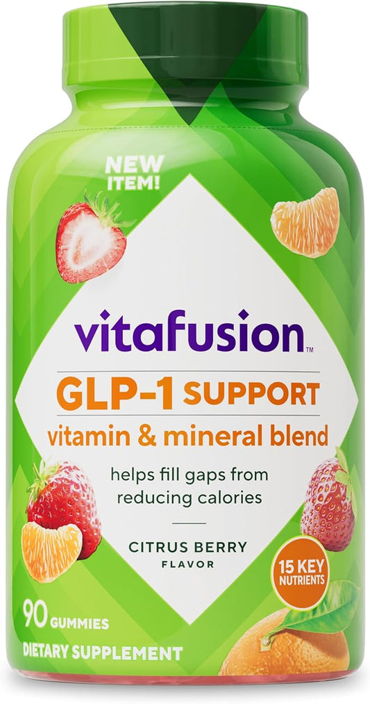 Vitafusion GLP-1 Support Multivitamin, Vitamin and Mineral Blend, 15 Essential Nutrients, Citrus Berry Flavor, 90 Count, 45 Day Supply