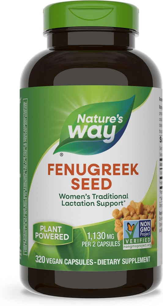 Nature's Way Fenugreek Seed, Traditional Lactation/Breastfeeding Support*, Non-GMO Project Verified, Vegan, 320 Capsules