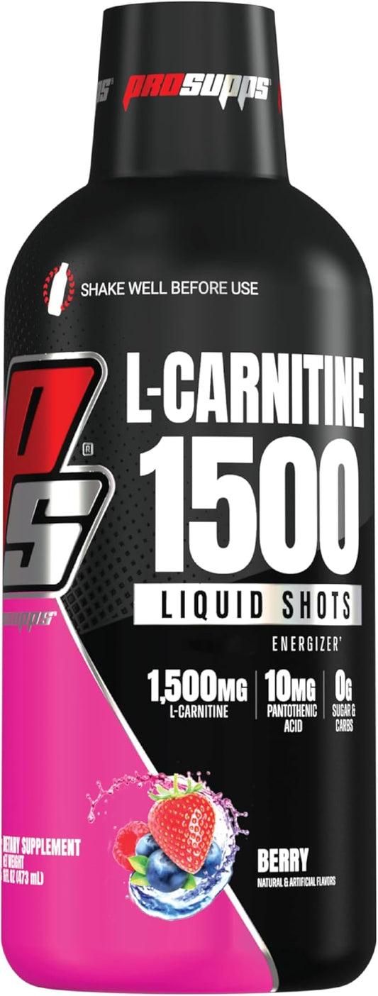 PROSUPPS L-Carnitine Liquid 1500, Stimulant-Free Liquid Shots for Men & Women - Clean Workout Drink for Energy, Performance & Muscle Recovery - No Sugar, No Carbs - 31 Servings, Berry