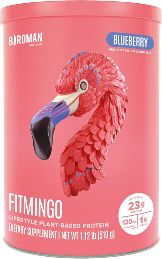 Fitmingo Vegan Protein Powder with Inositol, Collagen Boosters, Hyaluronic Acid and Vitamins | Low Carb, Dairy Free, Low Calorie | 23g Plant Based Blueberry Protein Powder with Myo-Inositol