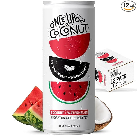 Once Upon a Coconut Watermelon Coconut Water - Natural Hydrating Low Calorie Drink with Electrolytes - 10.8 fl oz (Pack of 12)