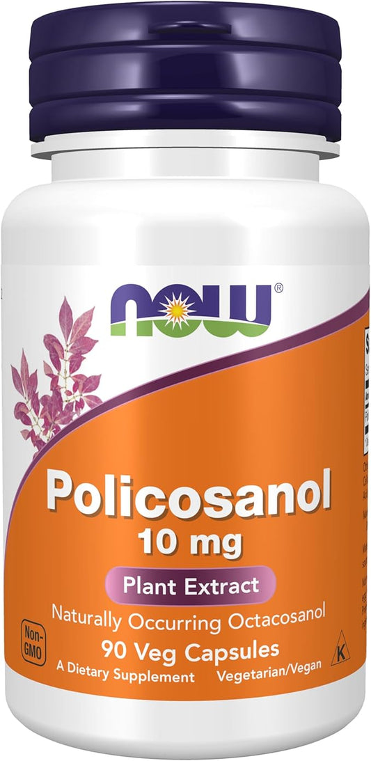 NOW Foods Supplements, Policosanol 10 mg, Blend of Long-Chain Fatty alcohols (LCFAs) Derived from Sugar Cane, 90 Veg Capsules