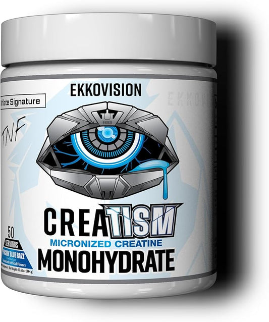 Creatine Monohydrate Powder, Micronized, Puckin' Blue Razz, Pre Workout & Post Workout Supplement for Men & Women, Energy Support, Easy to Mix in Shakes, Smoothies & Beverages, 50 Servings