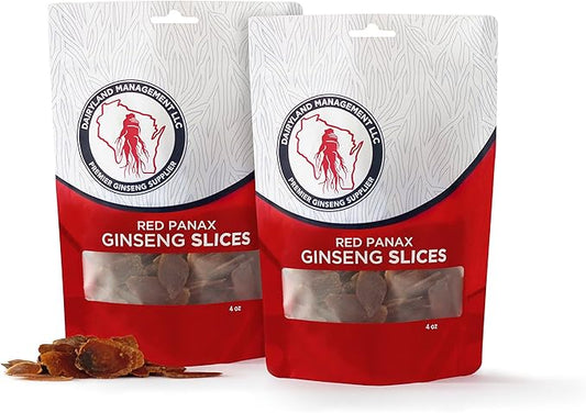 Red Panax Ginseng Slices - 8 oz Pack Korean Panax Ginseng Slices - Non-GMO, Gluten Free Red Ginseng Root Slices - Use This Herbal Supplement in Soup, Tea, Congee