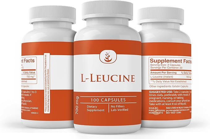 PURE ORIGINAL INGREDIENTS L-Leucine, (100 Capsules) Always Pure, No Additives Or Fillers, Lab Verified