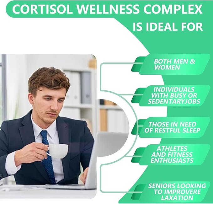 Cortisol Supplement for Women Men, Hormone Balance, Magnesium, Ashwagandha, Rhodiola, L-Theanine, Vitamin B6 & B12, Mood, Focus, Sleep Support, Vegan 60 Capsules