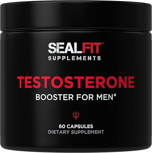 SEALFIT Testosterone Booster for Men. 5-in-1 Supplement with Boron, Tongkat Ali, Fadogia Agrestis, Stinging Nettle Root, and Saw Palmetto. for Energy Boost, Strength, & Muscle Recovery. 60 Capsules