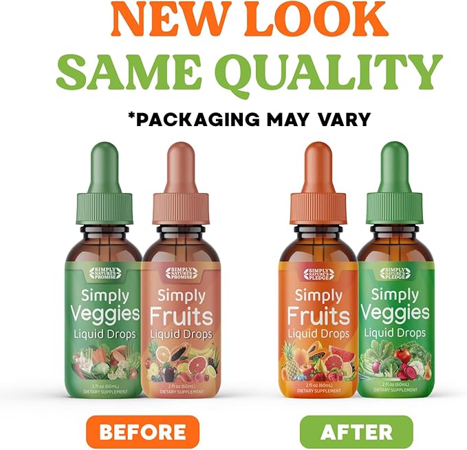 Simply Nature's Pledge - Fruit and Vegetable Supplements - Liquid Drops - Made with Whole Food Superfoods, Packed Vitamins & Minerals - Soy Free - Made in The USA