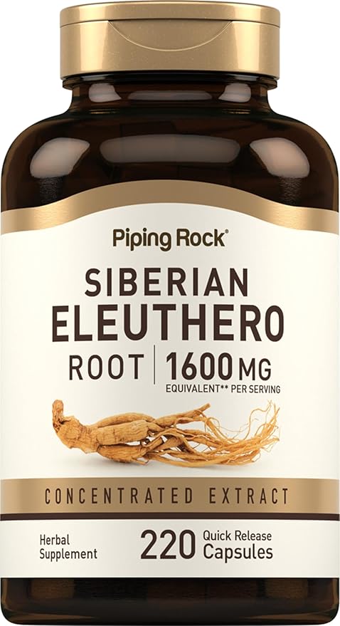 Piping Rock Siberian Eleuthero Root Capsules 1600mg | 220 Count | Concentrated Herbal Extract | Non-GMO, Gluten Free Supplement