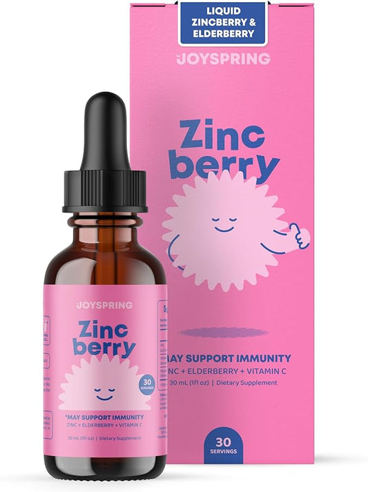JoySpring ZincBerry - Kids Zinc & Vitamin Supplement (1 fl oz) Immune Support Drops with Elderberry Flavor for Kids 2-16+ Years
