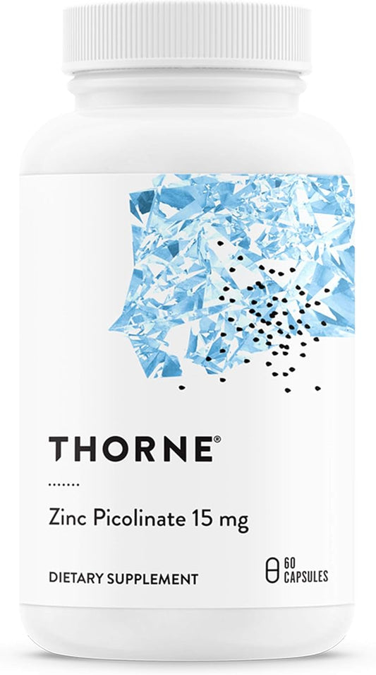 THORNE Zinc Picolinate 15mg - Highly Absorbable Zinc Supplement - Supports Wellness, Immune System, Eye, Skin, and Reproductive Health* - Gluten-Free, Soy-Free, Dairy-Free - 60 Capsules