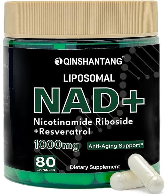 NAD Supplement 1000mg - Liposomal Nicotinamide Riboside Resveratrol with Quercetin | NMN Supplement Alternative for Anti-Aging, Energy, Focus, Boost for Women Men | 80 Capsules, 40 Servings