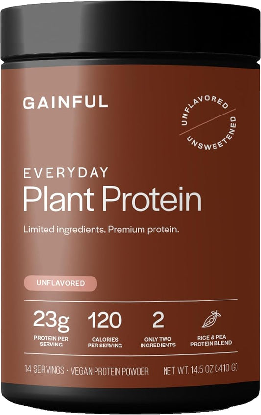Gainful Everyday Plant Protein Powder, 23g Plant Protein per Serving, Unflavored, Supports Strength, Recovery, and Balanced Nutrition, Vegan, Gut Friendly, No Artificial Ingredients, 14 Servings