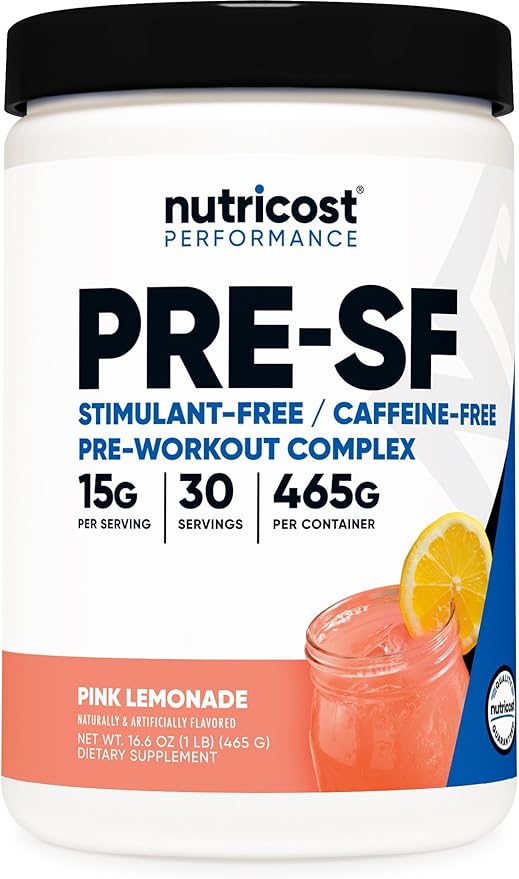 Nutricost Stim-Free Pre-Workout, 30 Servings (Pink Lemonade) - Caffeine Free, Stimulant Free, Non-GMO, Gluten Free