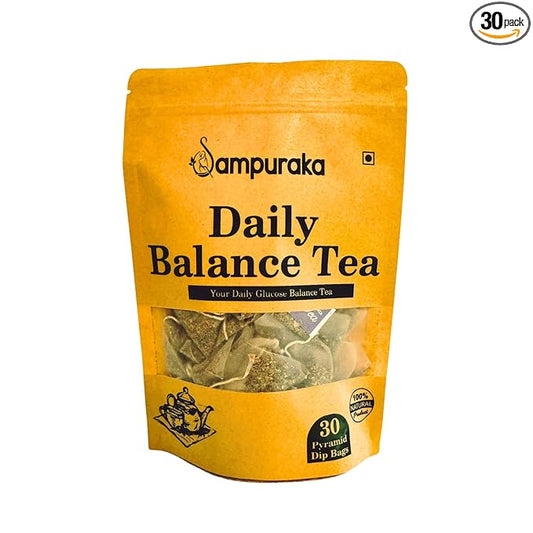 Daily Balance Tea - Natural Herbal Tea with Moringa, Gymnema, Jamun seeds, Cassia, Fenugreek, Guava leaves, Cinnamon - 30 Pyramid Tea Bags (1)