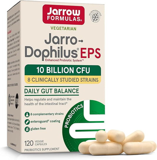 Jarrow Formulas Probiotics 10 Billion CFU - Probiotic Supplement Capsules for Gut Health for Women and Men, 120 Veggie Capsules, Up to 60 Days