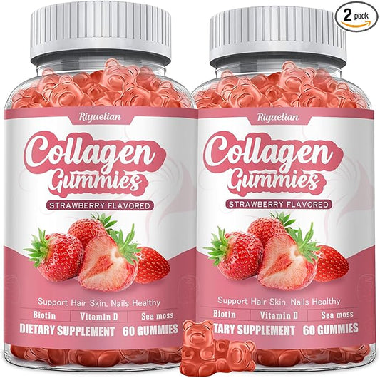 2 Pack Collagen - Hydrolyzed Collagen Peptides with Biotin, Collagen for Supports Healthy Skin, Strong Nails & Thick Hair - Non-GMO & Gluten Free Complex Supplement - 120 Vegan