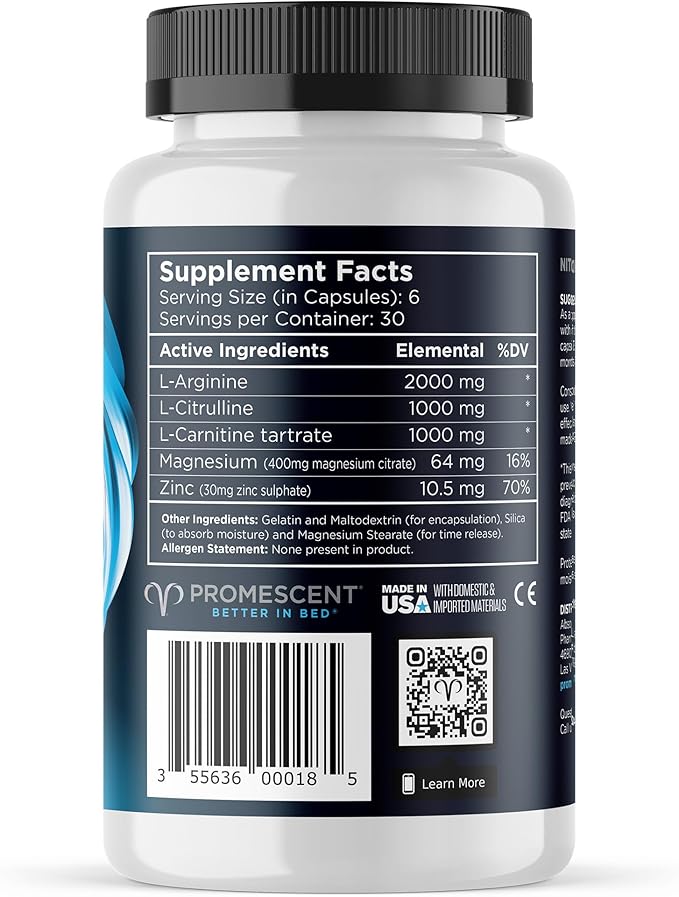 Promescent VitaFLUX Nitric Oxide Supplement, L Arginine l Quality Citrulline Supplements for Men + Testosterone Booster for Men Supplement w/Tongkat Ali (LongJack), KSM-66 Ashwagandha