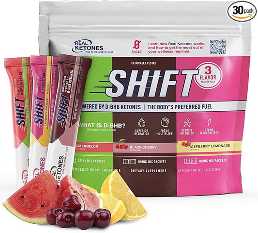 BHB Exogenous Ketones Drink Mix Packets - Real Ketones Keto Electrolytes Powder Packets No Sugar with 4 Main Fasting Electrolytes plus Hydrating Patented Keto BHB - 30 Count Variety Pack