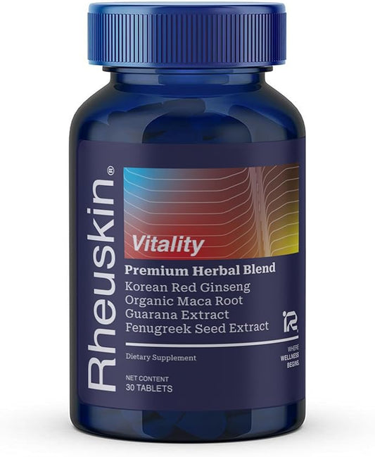 Vitality Supplement for Men – Maca Root, Korean Red Ginseng Rg3, Guarana, L-Arginine, Fenugreek – Energy, Stamina & Performance Booster – 30 Caplets, 860mg