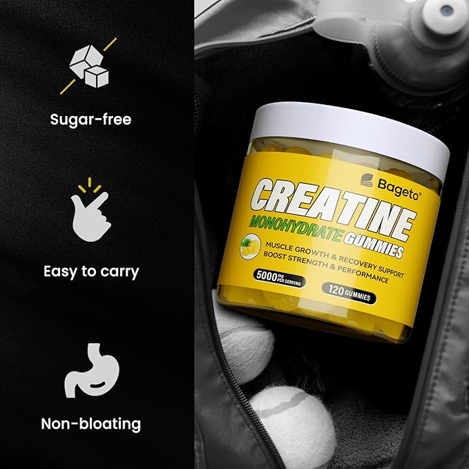 Creatine Monohydrate Gummies 5g for Men Women,Sugar Free Chewables Creatine Pre-Workout for Muscle Strength, Pineapple Flavor, 120 Count