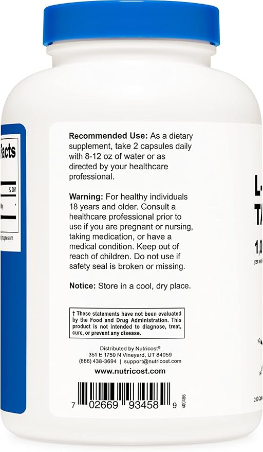 Nutricost L-Carnitine Tartrate 500mg, 240 Capsules - 1000mg Per Serving (2 Bottles)