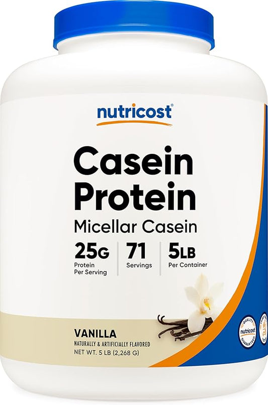 Nutricost Casein Protein Powder 5lb Vanilla - Micellar Casein, Gluten Free, Non-GMO