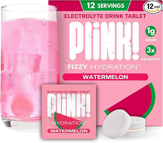 Plink! Fizzy Electrolyte Drink Tablets for Daily Hydration - 12ct Electrolyte Tablets + Sodium, Potassium, Magnesium, Low-Calorie, Low-Sugar Keto Electrolytes Powder Hydration Packets Water Flavoring
