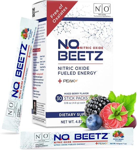 N.O. Beetz Nitric Oxide Supplement for Pre-Workout & Endurance | Beetroot, Peak ATP & Electrolytes for Energy & Hydration | Boosts Blood Flow & Muscle Recovery | No Mess, 30 Servings