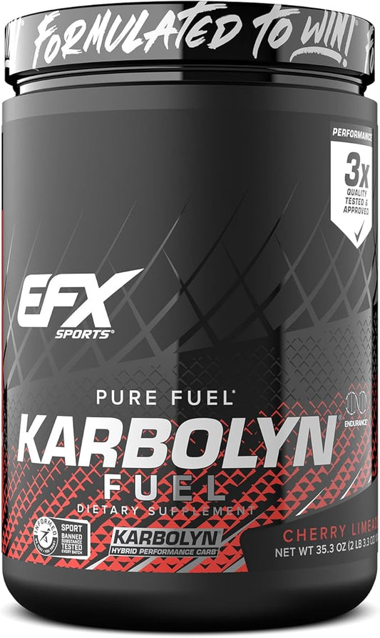 EFX Sports Karbolyn Fuel | Fast-Absorbing Carbohydrate Powder | Carb Load, Sustained Energy, Quick Recovery | Stimulant Free | 19 Servings (Cherry Limeade)