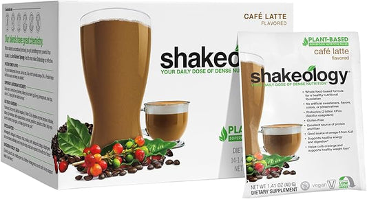 BODi Shakeology Plant Based Protein Powder Blend – Gluten-Free Shake with Vitamins and Minerals – Helps Support Weight Loss, Lean Muscle, Gut Health - Cafe Latte, 14 Servings
