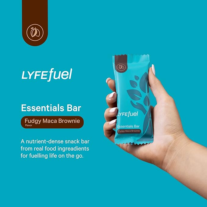 Meal Replacement Bar by LyfeFuel - Vegan Protein Bar Packed with Organic Superfoods, Fiber & 21 Essential Nutrients from 100% Plant Based Whole Foods (Fudgy Brownie - Box of 10) Gluten Free, Paleo