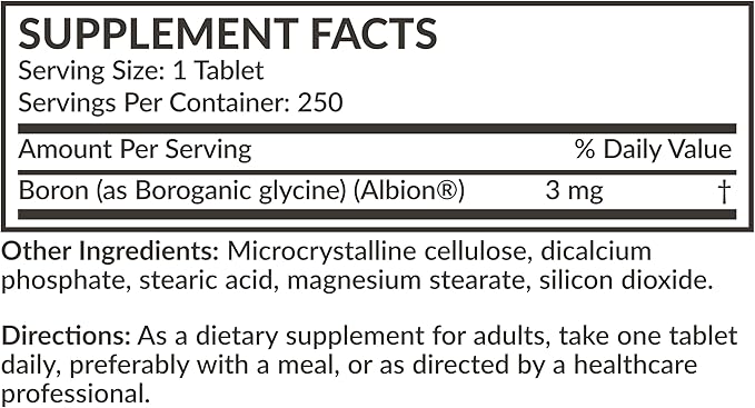 Futurebiotics Boron 3mg, Vegetarian, Non-GMO, Chelated for Absorption, 250 Tablets