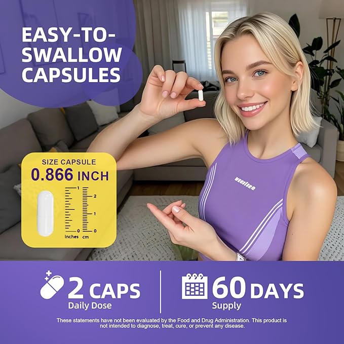 Magnesium Glycinate & Ashwagandha Supplement Capsules - Sugar Free Magnesium Capsules with L-Theanine 150mg/GABA 88mg/Calcium 68mg 120 CT