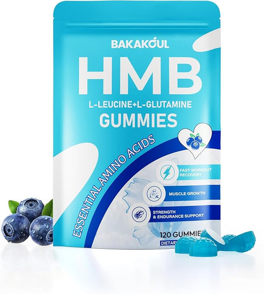 HMB and L-Leucine Gummies, HMB and Leucine Supplement Supports Muscle Fast Workout Support, HMB and Leucine Amino Acid for Men & Women, Sugar Free, Non-GMO, 120 Counts