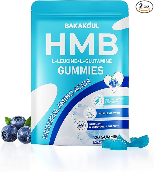HMB and L-Leucine Gummies, HMB and Leucine Supplement Supports Muscle Fast Workout Support, HMB and Leucine Amino Acid for Men & Women, Sugar Free, Non-GMO, 240 Counts