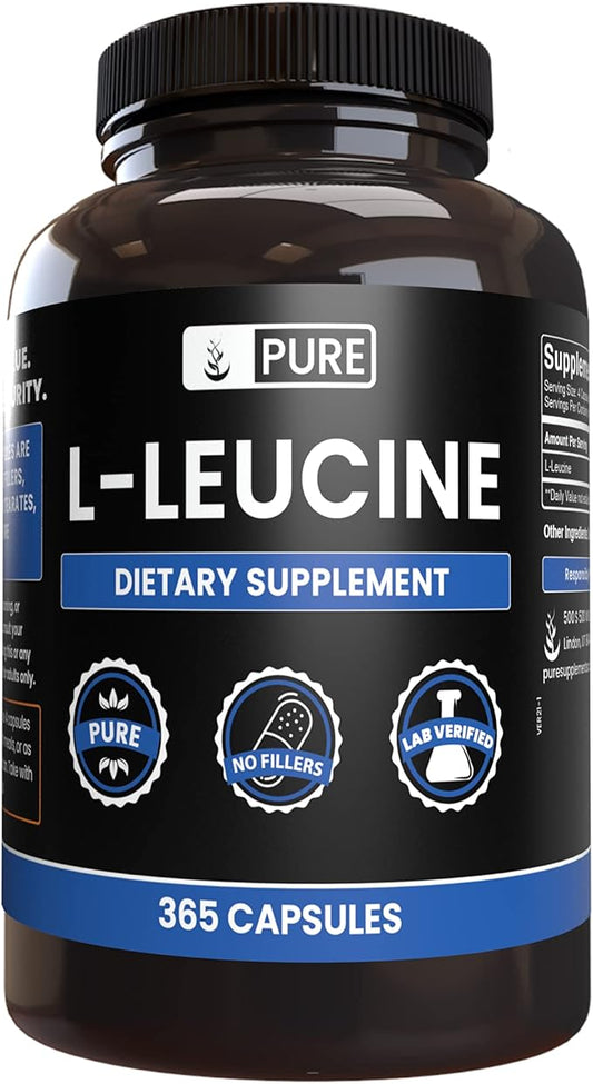 Pure Original Ingredients L-Leucine (365 Capsules) No Magnesium Or Rice Fillers, Always Pure, Lab Verified