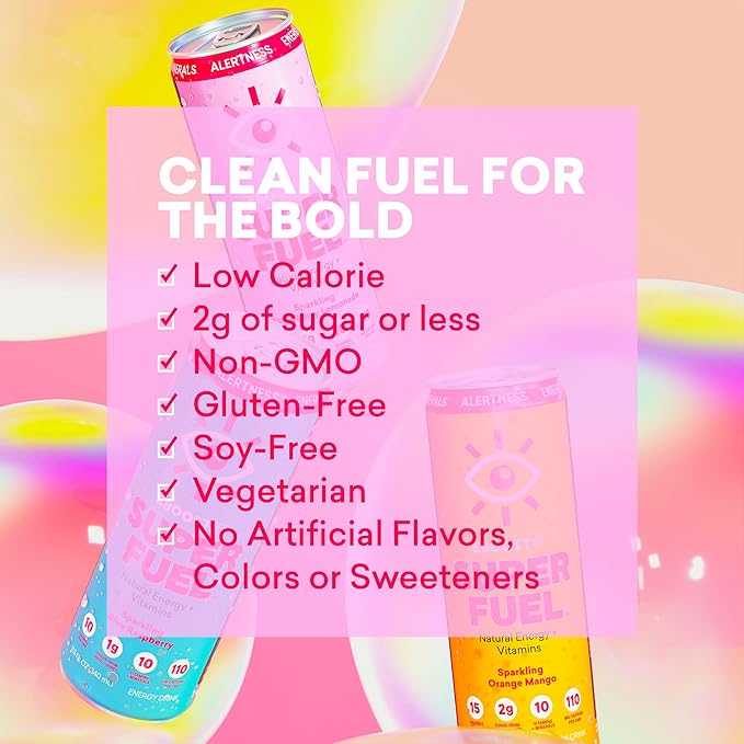 EBOOST Super Fuel Natural Energy Drink - Strawberry Lemonade - 12 Pack x 11.5 Fl Oz - Natural Caffeine from Coffee & Green Tea - Essential Electrolytes, Nootropics & Vitamins - Sports Preworkout Drink
