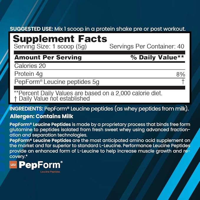 nbpure Performance Leucine+: PepForm™ Leucine Peptides – Essential Post-Workout Amino Acid for Muscle Building & Recovery + Reducing Muscle Wasting