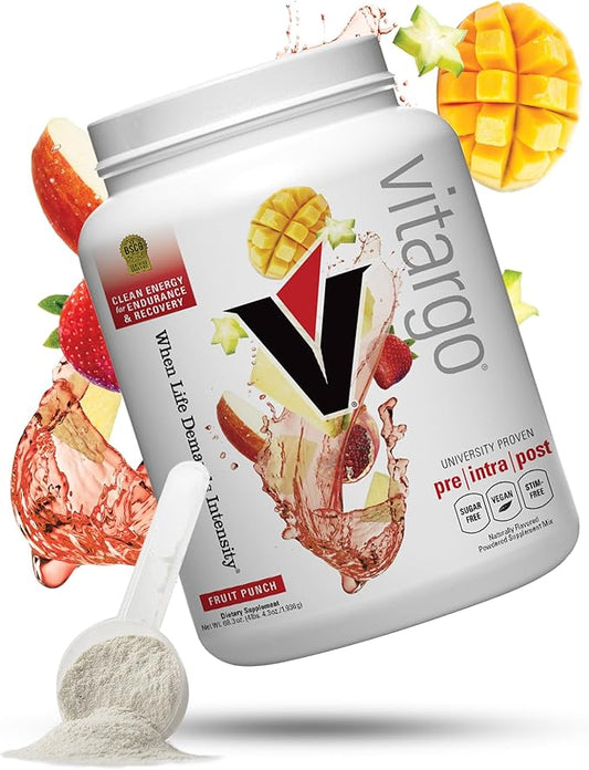 Vitargo Carbohydrate Powder, 2X Faster Digesting, 4.4 LB Fruit Punch, No Bloat, No Crash, Pre, Intra & Post, Sugar-Free Complex Carb Powder for Recovery, Endurance & Muscle Gain, Made in USA