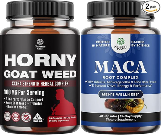 Bundle of Relaxing Calm Magnesium Gummies for Kids for Nerve Bone and Black Maca Root Capsules for Men - - Invigorating Drive Mood & Energy Booster for Men