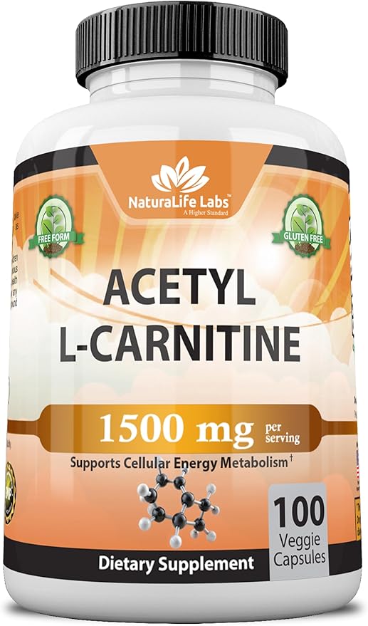 Acetyl L-Carnitine 1,500 mg High Potency Supports Energy Production, Sports Nutrition, Supports Memory/Focus - 100 Veggie Capsules