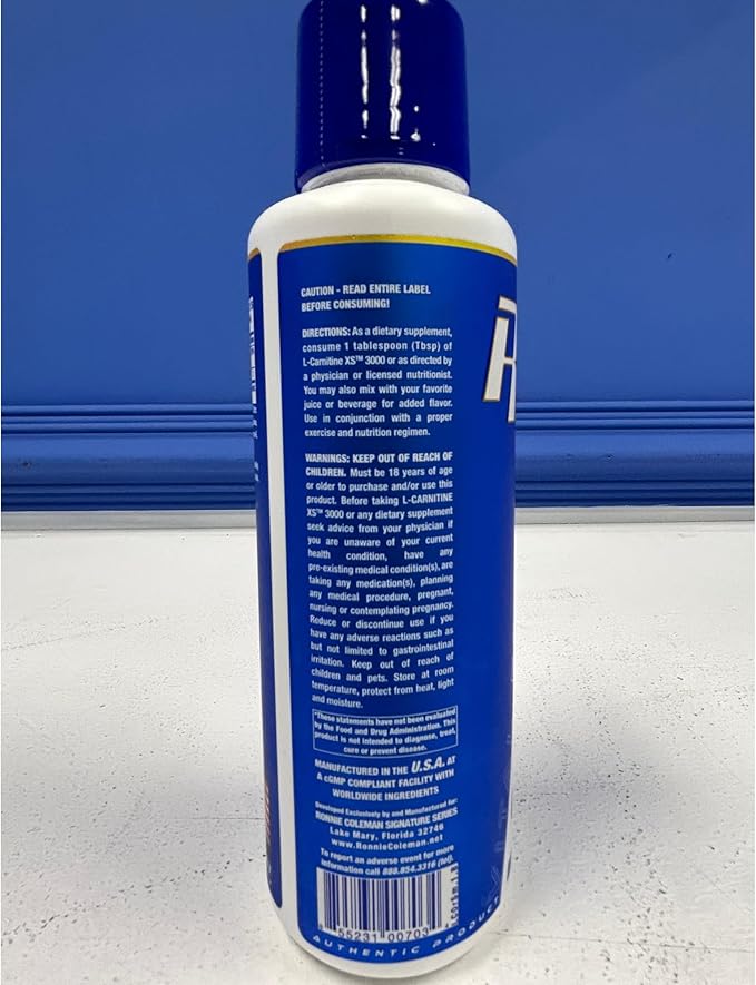 Ronnie Coleman Signature Series L-Carnitine XS 3000 Liquid, Amino Acids Metabolism and Lean Muscle Strength Support, Stimulant Free, Sugar Free, Zero Carbs, Orange Smash, 16 Oz