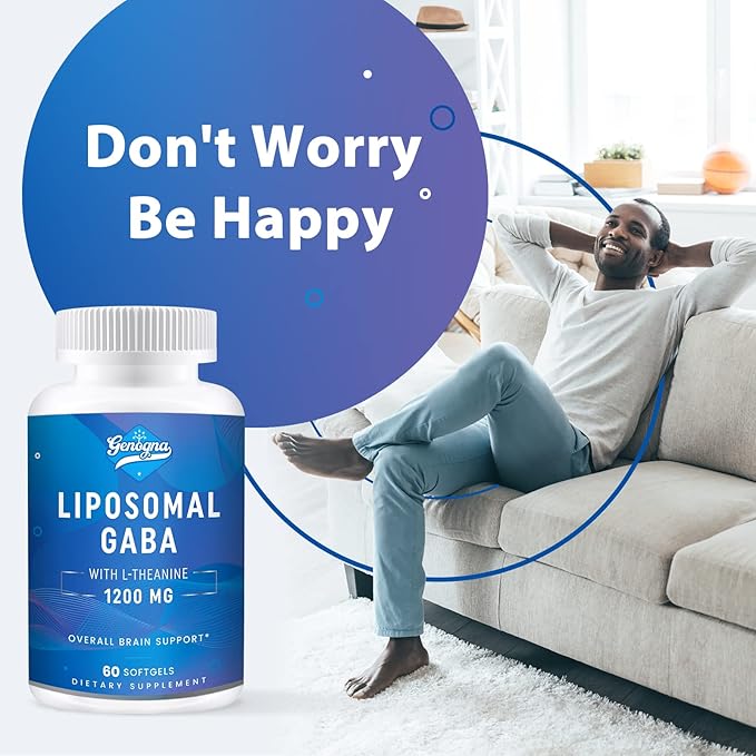 Liposomal GABA with L-Theanine 1200mg - 2 Pack High Bioavailable GABA Supplements,120 Capsules for Adults