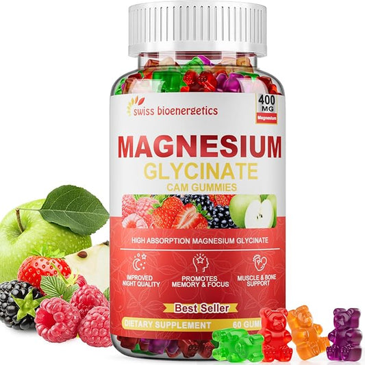 Magnesium Glycinate 400mg Gummies for Women & Men - Calcium Supplement with Magnesium Malate, B6, Zinc, Vitamin D, CoQ10 - Non GMO, Sugar Free for Body Support and Relaxation (Multi-Flavor)