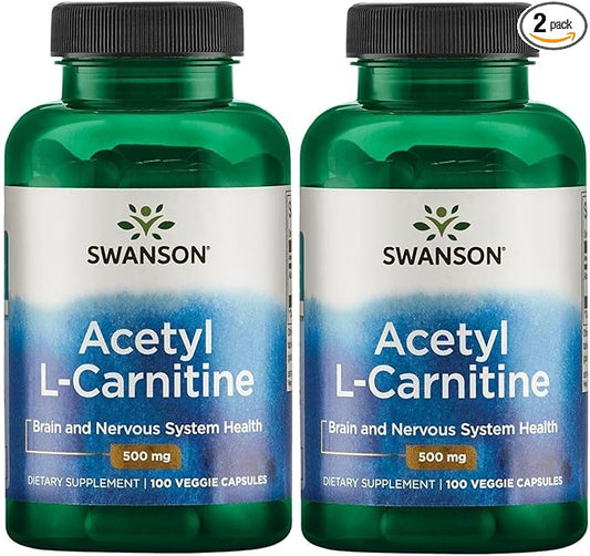 Swanson Acetyl-L-Carnitine - Amino Acid Supplement Promoting Cognitive Health & Muscle Support - Natural Formula May Promote Nervous System Health - (100 Veggie Capsules) (2 Pack)
