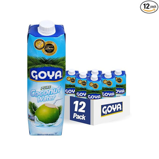Goya Foods Pure Coconut Water, 33.8 Fl Oz (Pack of 12)