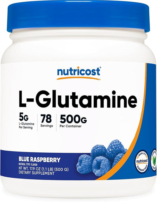Nutricost L-Glutamine Powder (500 Grams) (Blue Raspberry)